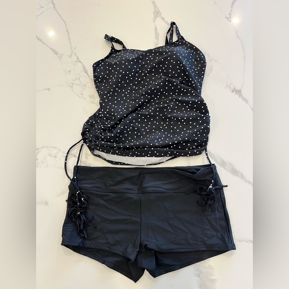 Christina Swimwear Black Polka Dot Tankini Set